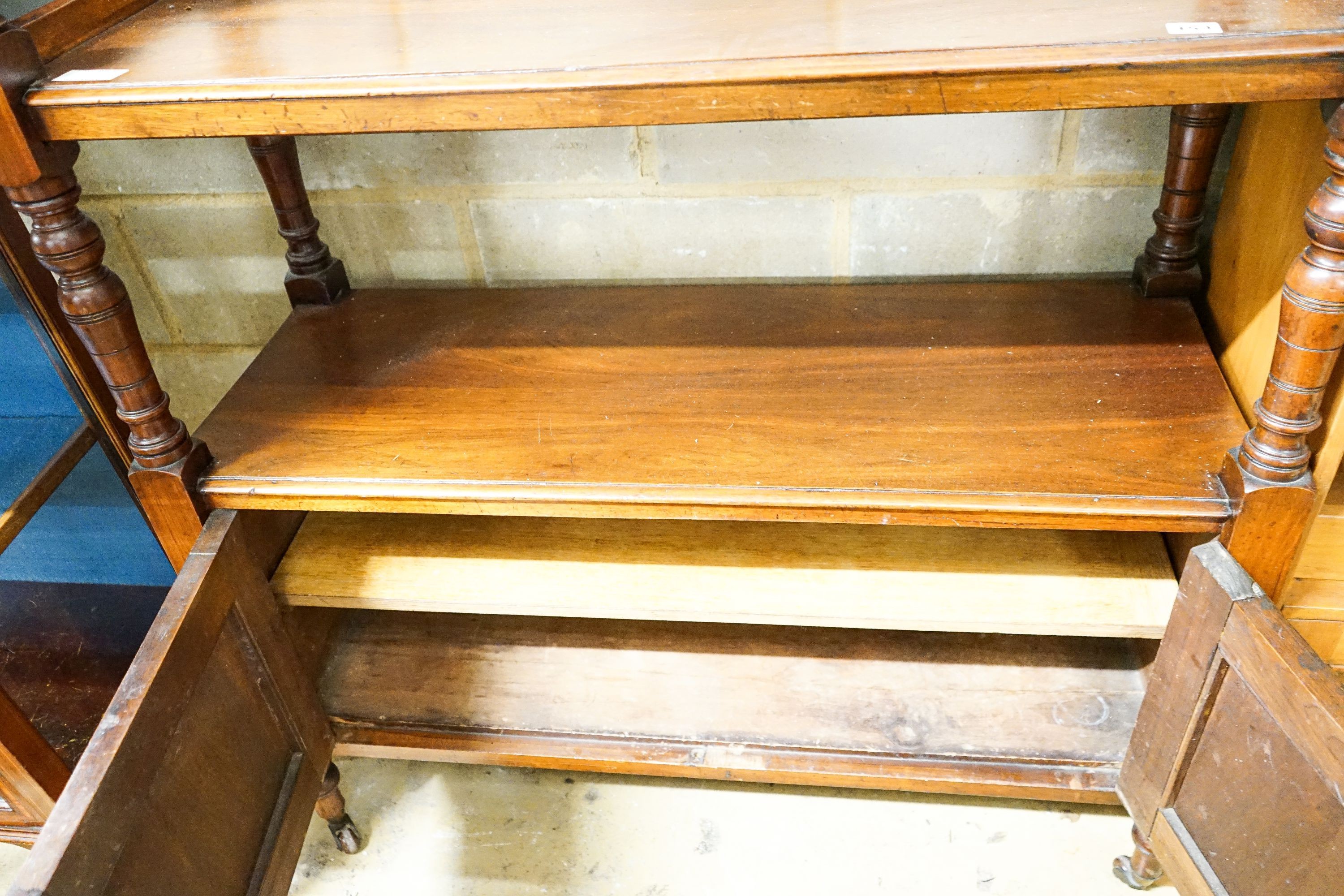 A late Victorian mahogany buffet, length 104cm, depth 41cm, height 110cm